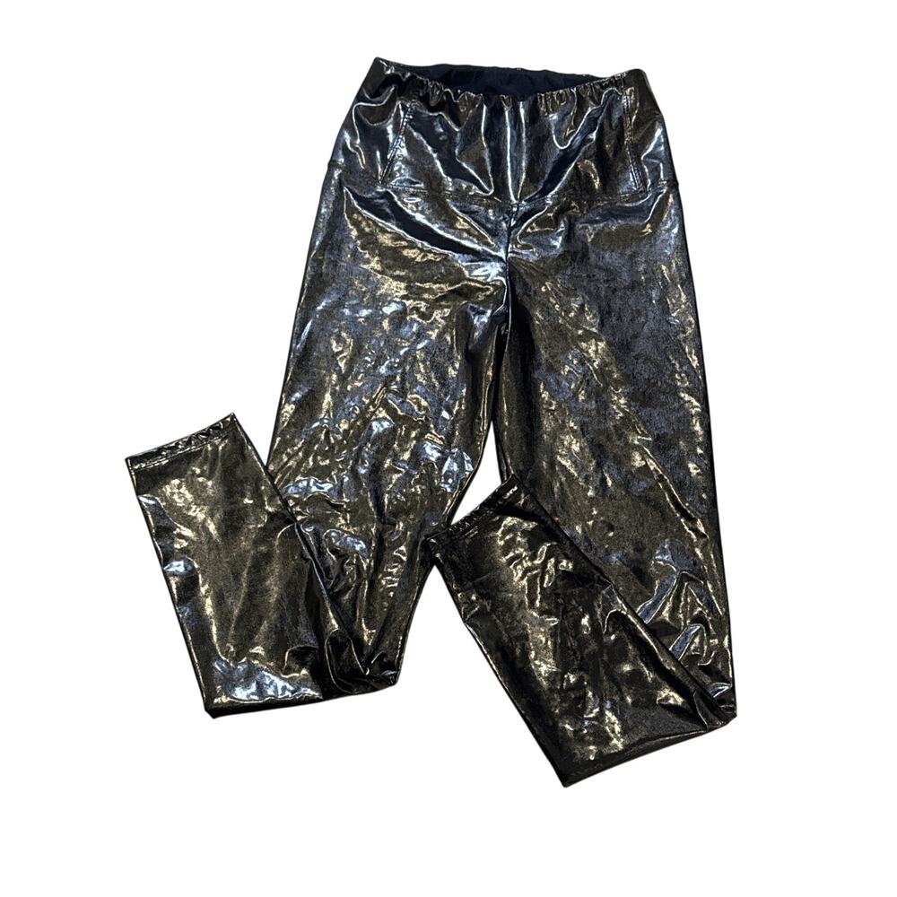 Wilfred Free Black Patent Faux Leather Leggings High Rise M Aritzia